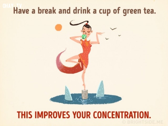 5. Uống một tách trà xanh trong lúc nghỉ ngơi giúp bạn cải thiện sự tập trung.,cách thư giãn khiến bạn thông minh hơn,cải thiện trí thông minh,sử dụng thời gian thông minh,cải thiện trí nhớ,cải thiện sự tập trung
